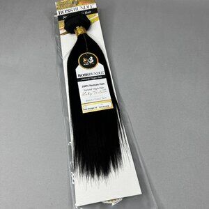 14” Natural Black Boss Bundles Yaki Straight 100% Human Hair Track Extensions